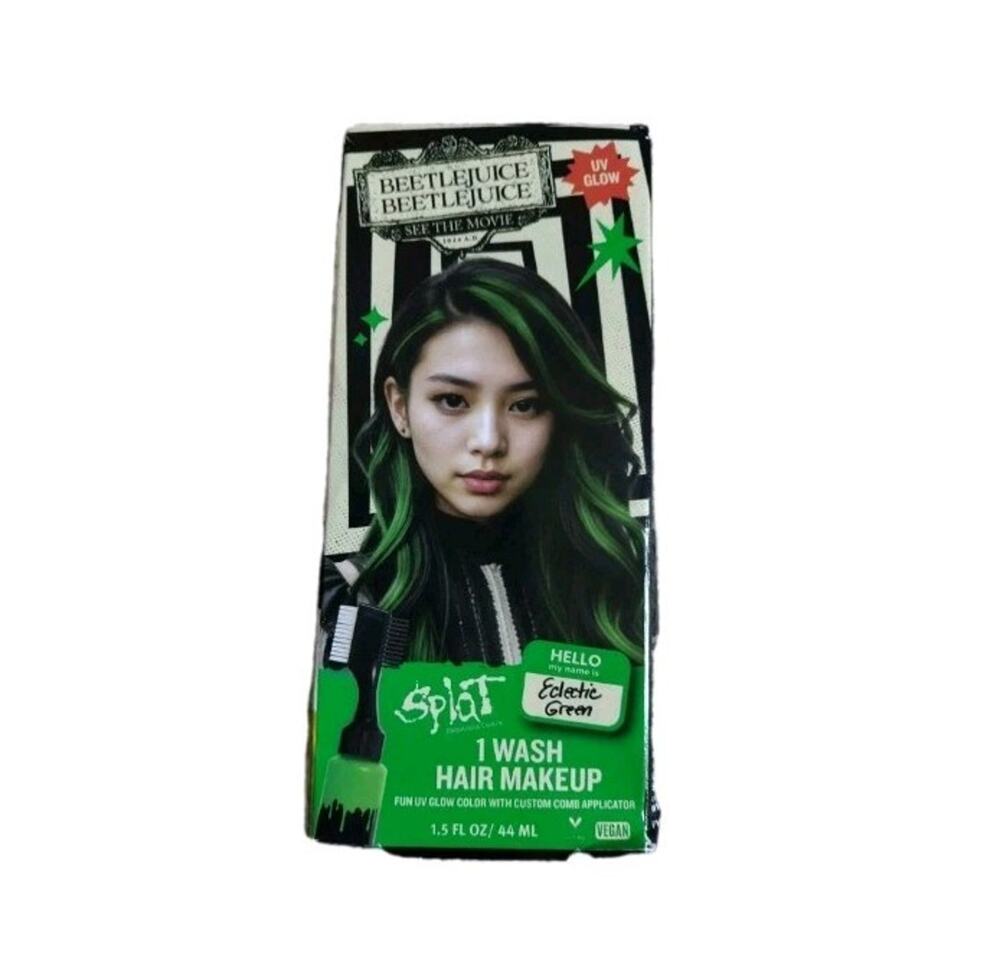 NEW! Splat Electric Green 1 Wash Hair Makeup w/ Comb | UV Glow | Beetlejuice